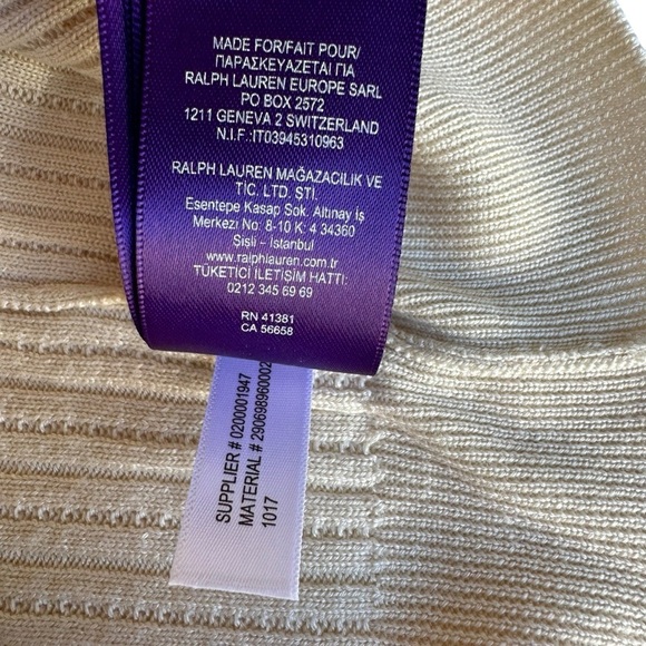 Ralph Lauren Purple Label Sweater Blouse Women's SZ.
L Cream Wool Silk Ribbed - Picture 16 of 16
